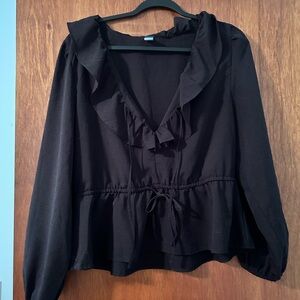 Old Navy Black Ruffled Peplum Blouse